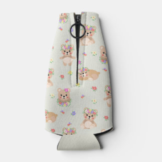 Spring teddy bear bottle cooler