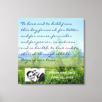 Spring Tetons Wedding Vows Display Canvas Print by InsightfulWeddings at Zazzle