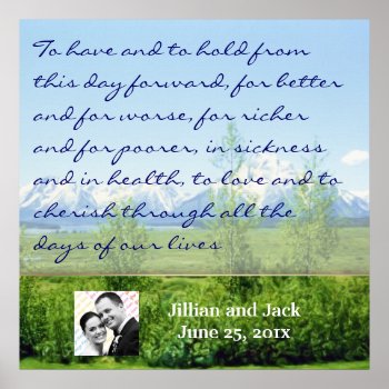 Spring Tetons Wedding Vows Display Poster by InsightfulWeddings at Zazzle