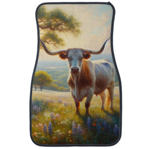 Spring Texas longhorn cow  Car Floor Mat