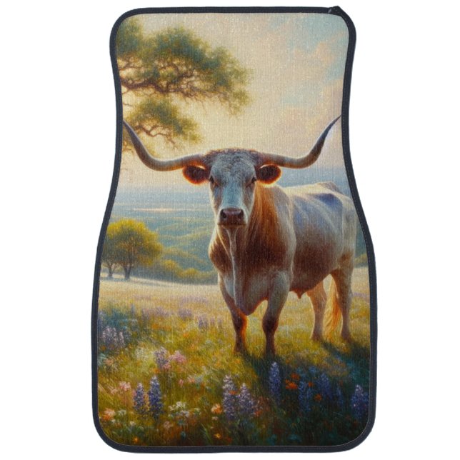 Spring Texas longhorn cow  Car Floor Mat (Front)