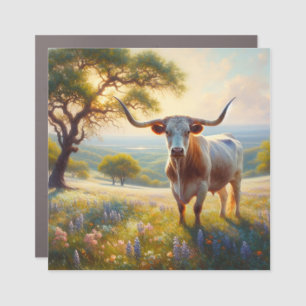 Spring Texas longhorn cow  Car Magnet