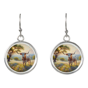 Spring Texas longhorn cow Earrings