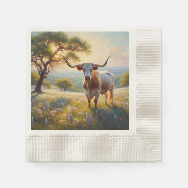 Spring Texas longhorn cow  Napkins (Front)