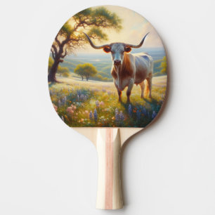 Spring Texas longhorn cow Ping Pong Paddle