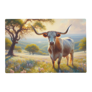 Spring Texas longhorn cow  Placemat