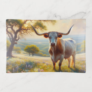 Spring Texas longhorn cow Trinket Tray