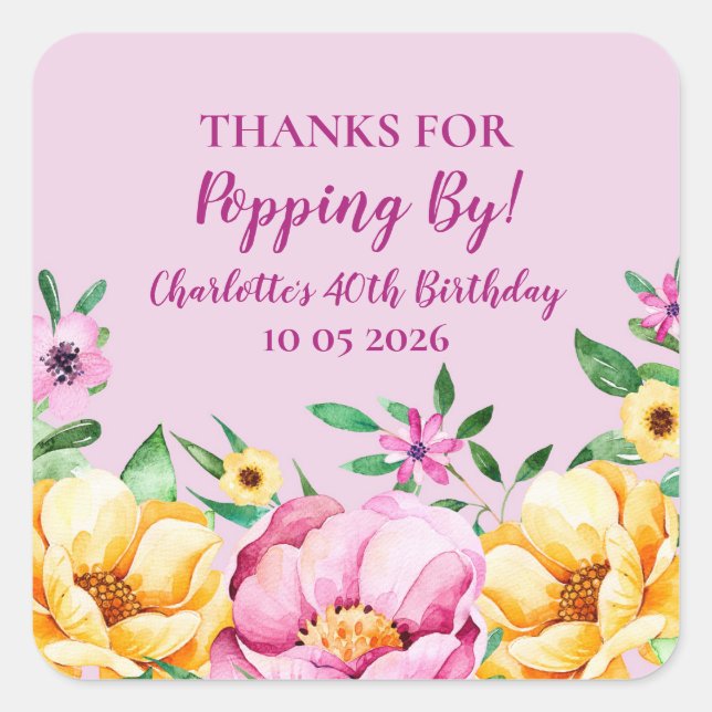 Spring Thanks for Popping By Birthday Tag (Front)