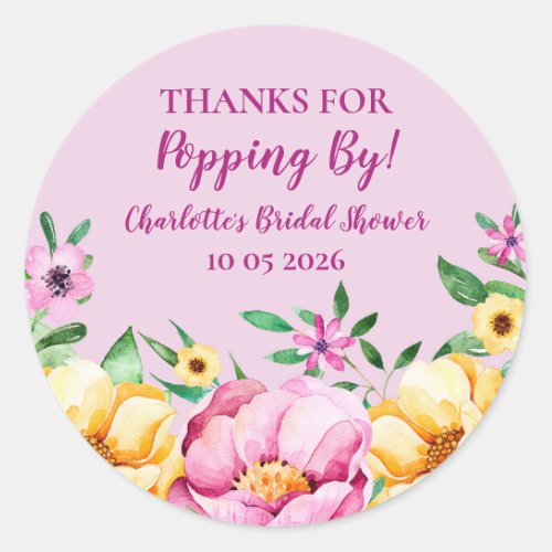 Spring Thanks for Popping By Bridal Shower Tag