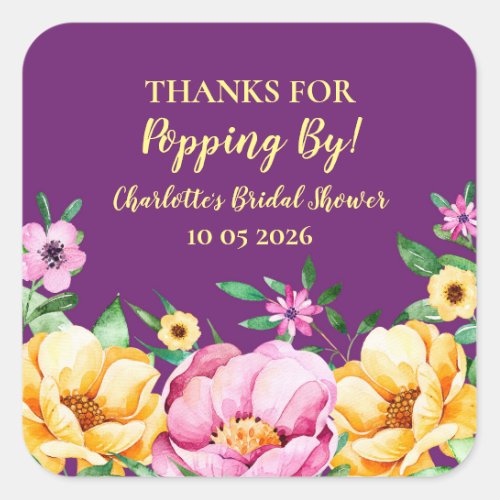 Spring Thanks for Popping By Bridal Shower Tag