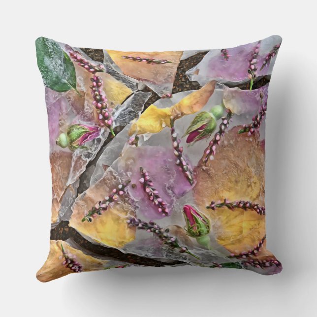 Spring Thaw Abstract Throw Pillow (Back)
