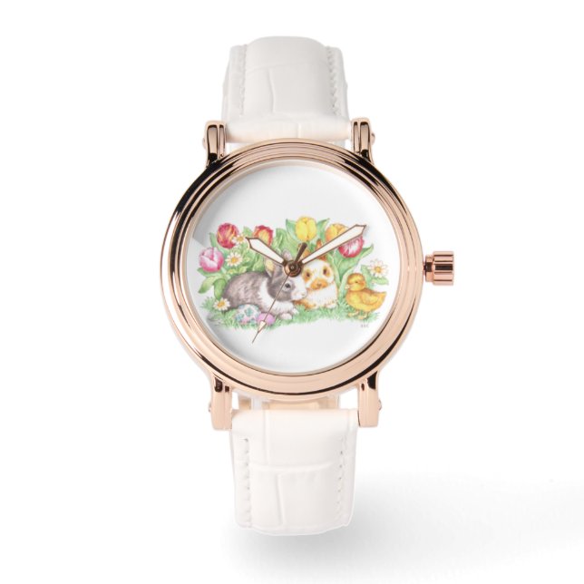 Spring Theme Bunnies Easter Watch (Front)