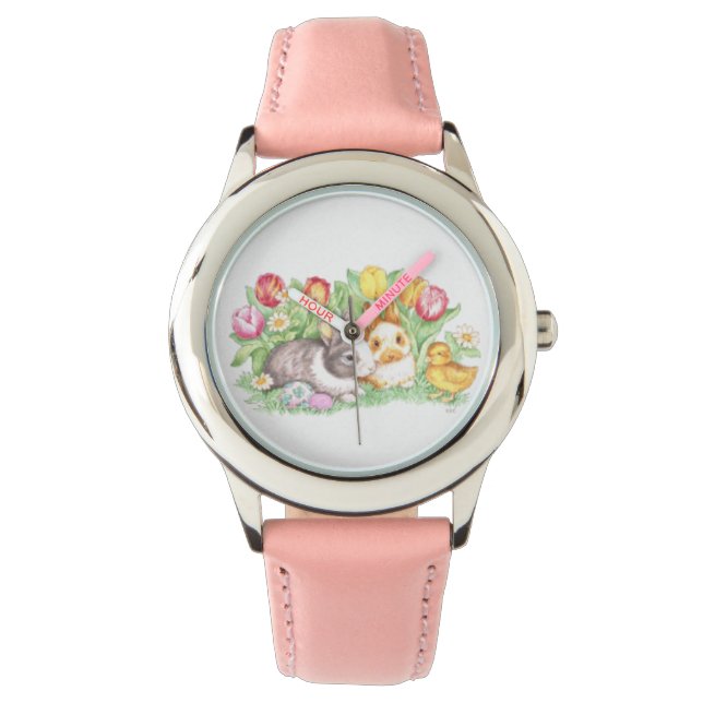 Spring Theme Easter Bunnies Watch (Front)