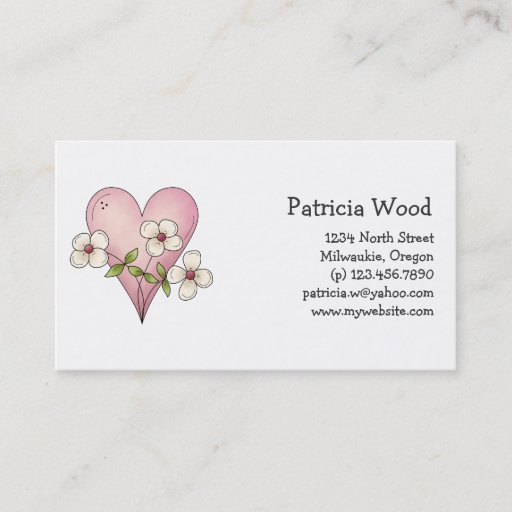Customizable Spring Things · Heart &amp; Flowers Business Cards