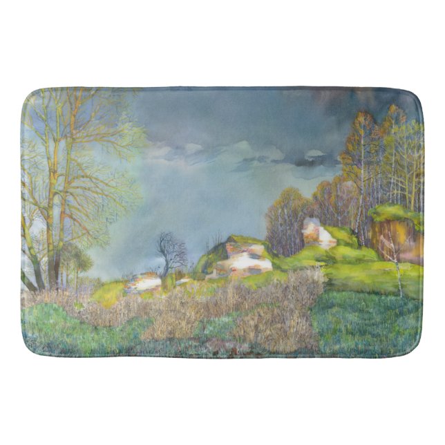 Spring thunderstorm bathroom mat (Front)