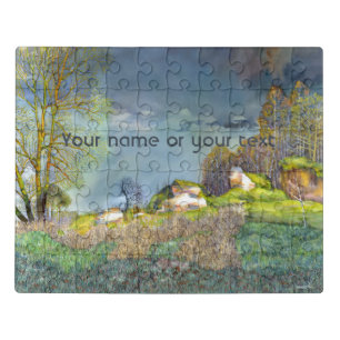 Spring thunderstorm painting  Watercolor Jigsaw Puzzle