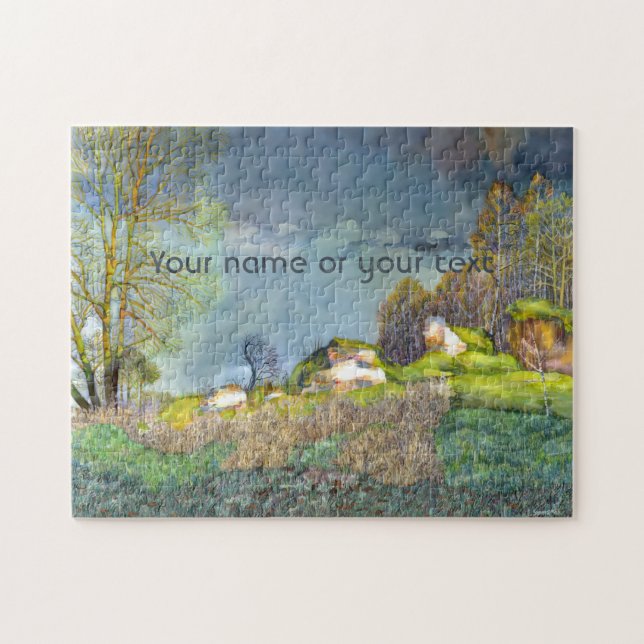 Spring thunderstorm painting  Watercolor Jigsaw Puzzle (Horizontal)