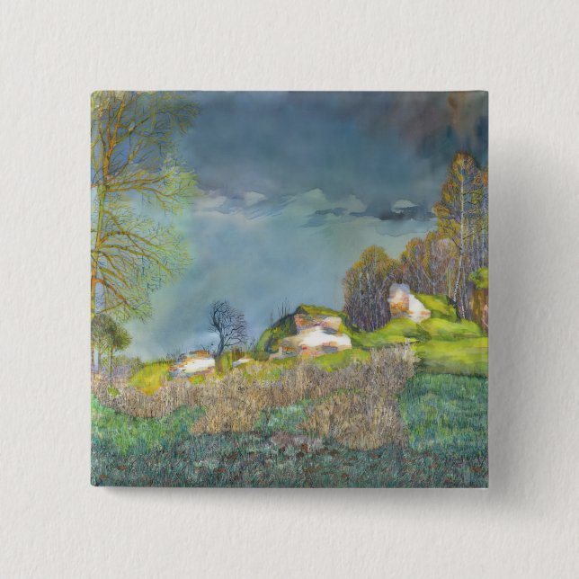 Spring thunderstorm pinback button (Front)