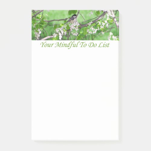 Spring time Black Cap Chickadee To Do List Post_it Notes