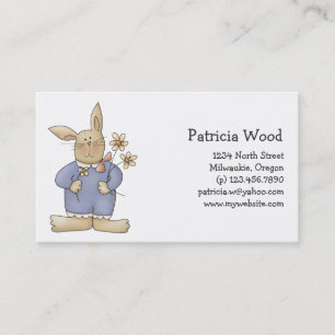 Spring Time · Easter Bunny with Flowers Business Card