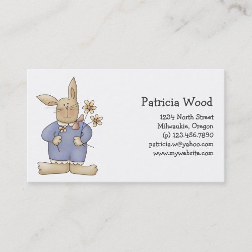 Spring Time  Easter Bunny with Flowers Business Card