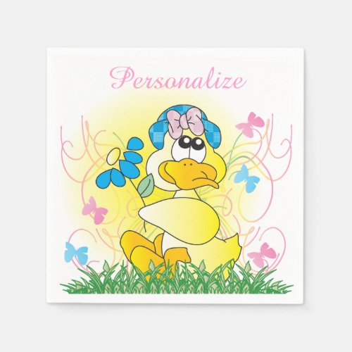 Spring Time Easter Duck Paper Napkins
