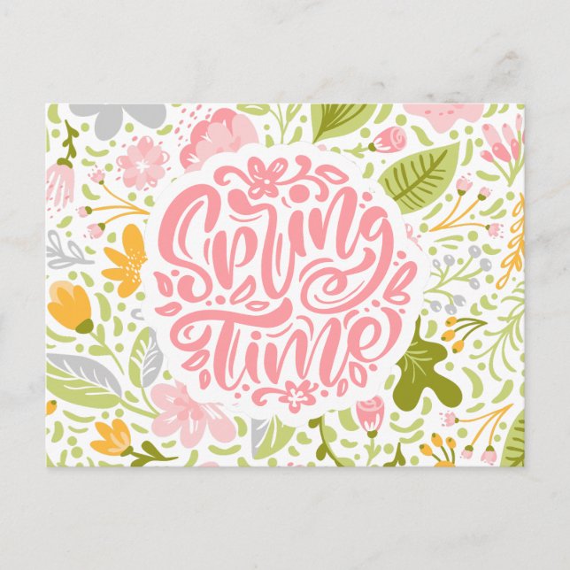 Spring Time Floral Greeting Card with Bold Design  (Front)