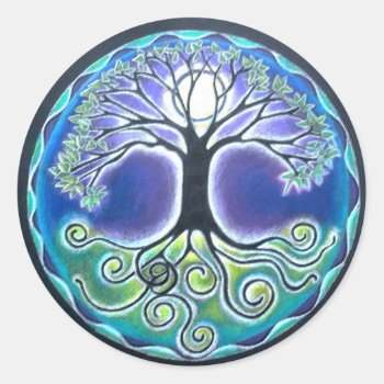 Spring Time Full Moon Tree Of Life Mandala Sticker by arteeclectica at Zazzle