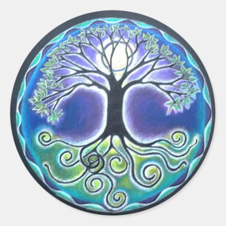 Spring Time Full Moon Tree Of Life Mandala Sticker
