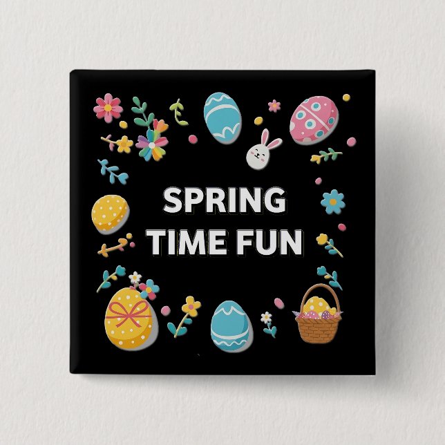 Spring Time Fun Easter | Pascua Primavera Button (Front)