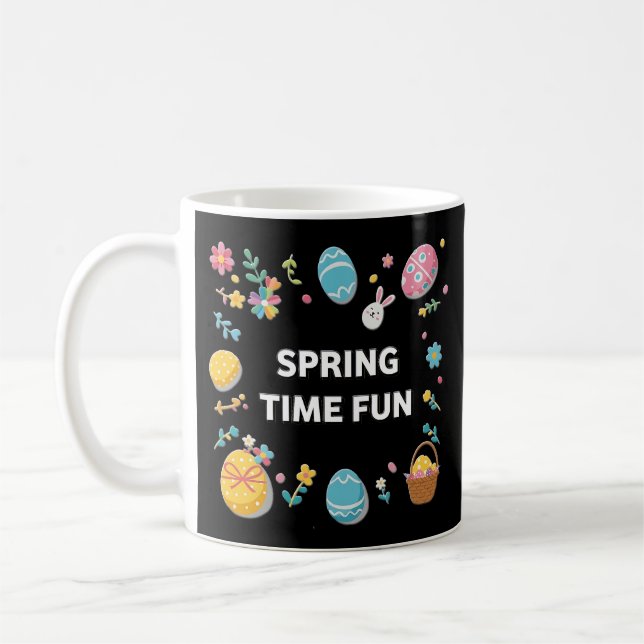Spring Time Fun Flowers and Easter Eggs Coffee Mug (Left)
