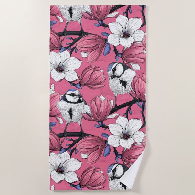 Spring time in pink beach towel (Front)