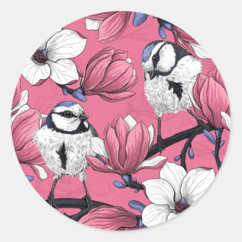 Spring time in pink classic round sticker