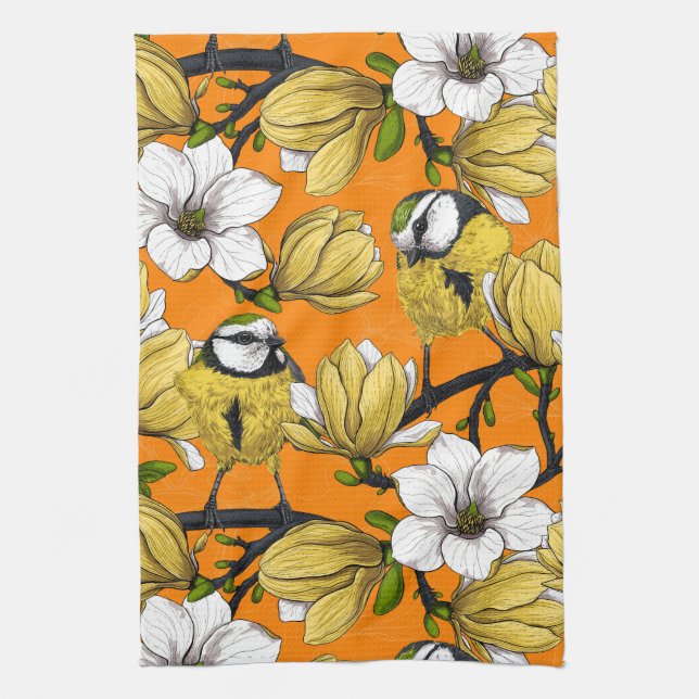 Spring time in yellow kitchen towel (Vertical)