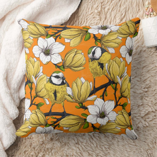 Spring time in yellow throw pillow (Blanket)