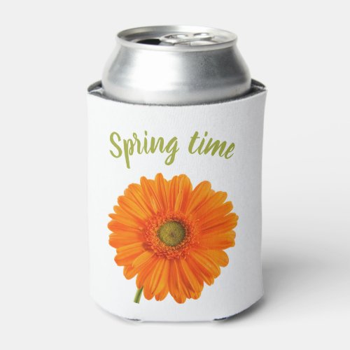 Spring time orange flower photo with text can cooler