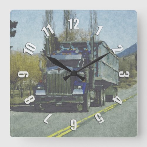 Spring_time Run Trucking Square Wall Clock