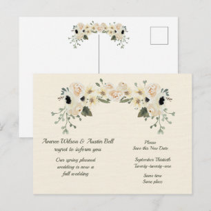 Spring to Fall Wedding Postponement Announcement P Postcard
