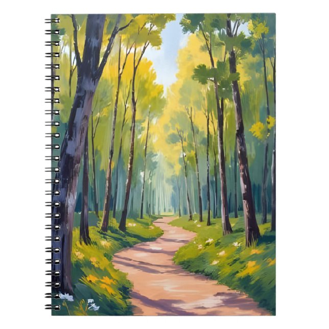 Spring Trail | Green Forest Watercolor Nature Notebook (Front)