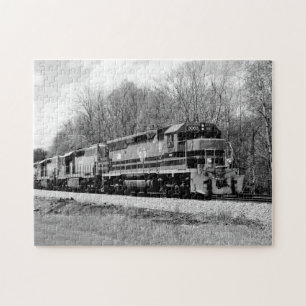 Spring Train in B&W Scenic Family Fun Puzzle