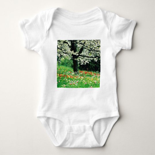 Spring Tree And Wildflowers Baby Bodysuit
