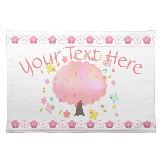 Spring Tree & Birds Custom Cloth Placemat (Front)