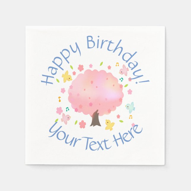 Spring Tree & Birds Custom Napkins (Front)