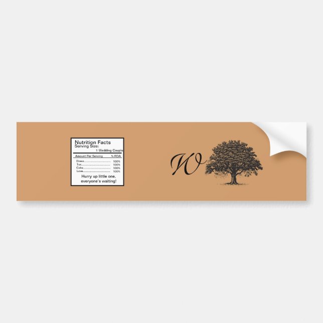 Spring Tree Brown/Black Wedding Water Bottle Label (Front)