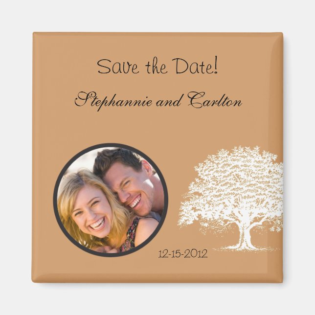 Spring Tree Brown/White Announcement Magnet (Front)
