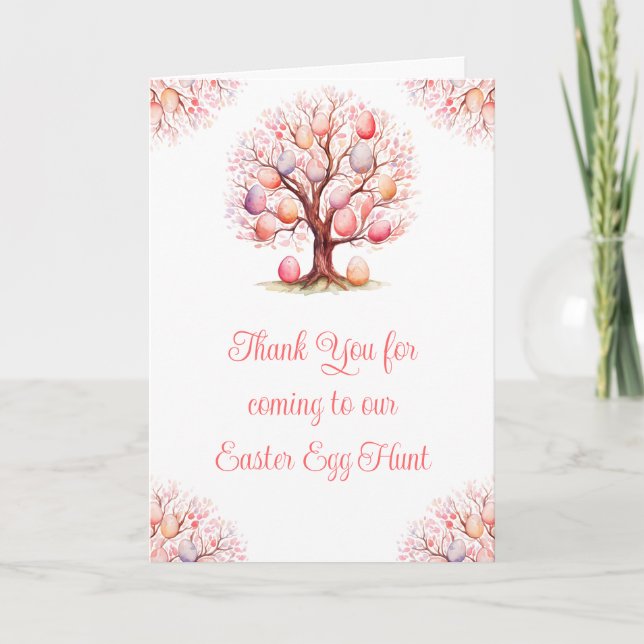 Spring Tree Easter Egg Hunt Thank You Card (Front)