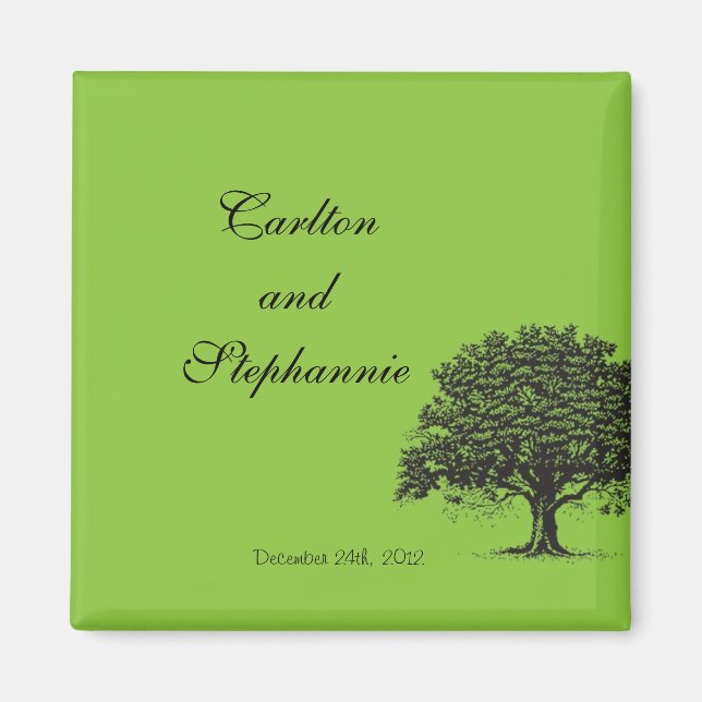 Spring Tree Green/Black Magnet Favor (Front)