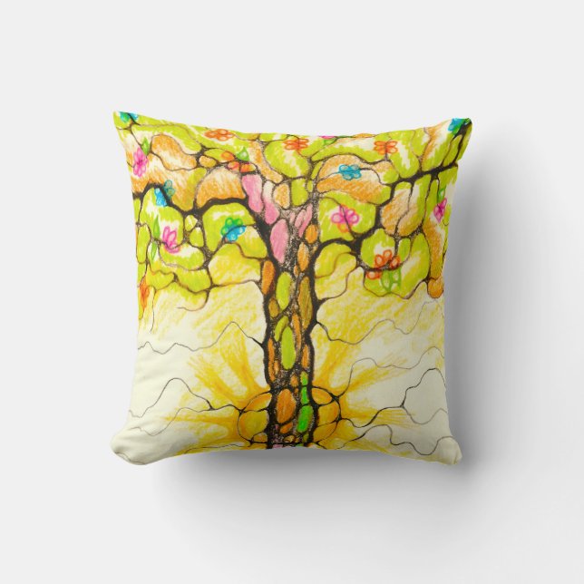 Spring tree throw pillow (Front)