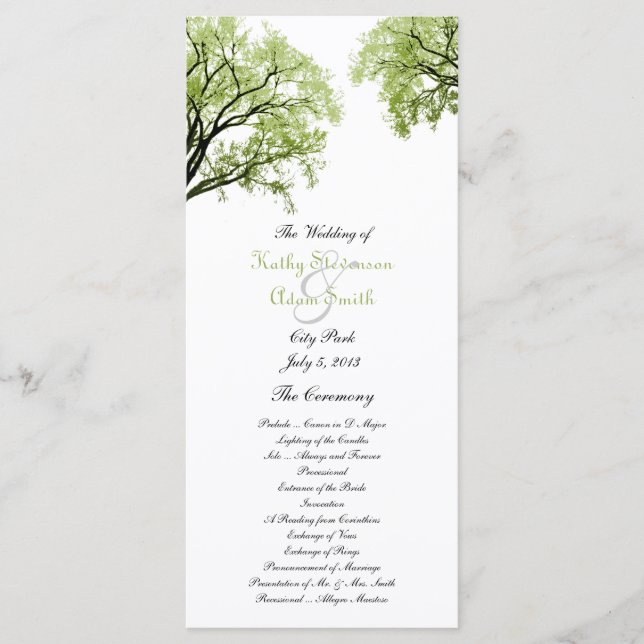 Spring Trees 2 Wedding Program (Front)