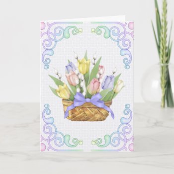 Spring Tulip Basket Holiday Card by Spice at Zazzle